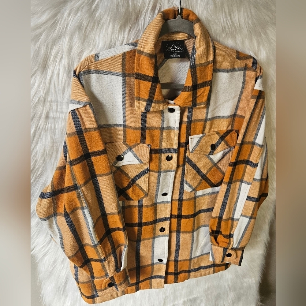 HFX Classic Mustard Plaid Button-Up Jacket - Picture 2 of 6
